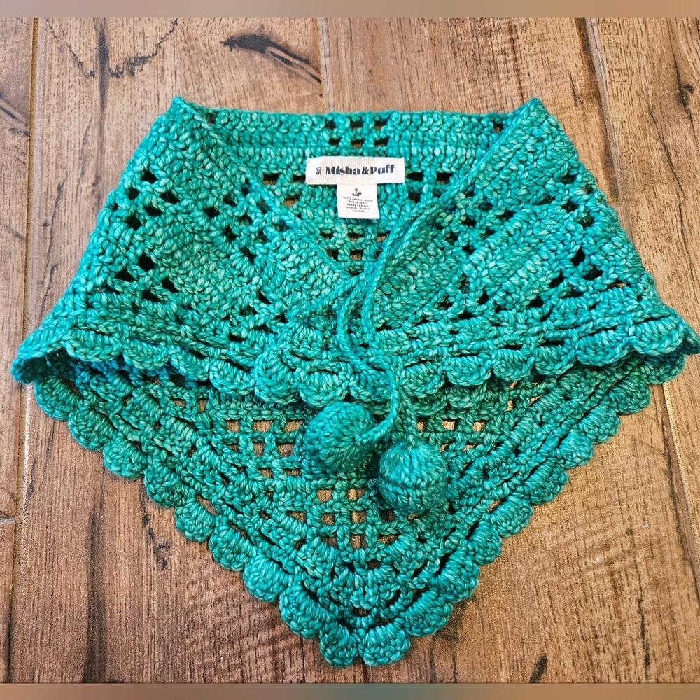 misha and puff crochet scarf in emerald green - Picture 6 of 9
